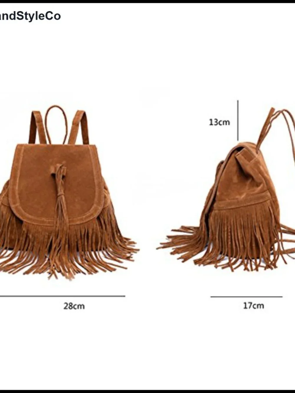 Women's Suede Leather Fringe Tassel Backpack Purse Shoulder Bag Daypack Travel